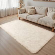 EDIMENS Long Hallway Runner Rug 80x300, High Pile Bathroom Rug Non-Slip, Fluffy Washable Kitchen Rug Bath Mat, Rugs For Bedroom Bed Runner Hallway Living Room - 奶油白 - 查看 3