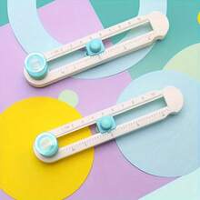 Adjustable Round Hole Punch Positioning Tool With Dual Centimeter/Inch Scale, Knob For Free Aperture Adjustment, Lightweight And Durable Plastic, Precise Punching Tool For Handmade Journals, Greeting Cards, Packaging DIY, Easy Operation Compatible With Various Paper Crafts - Blue - View 3