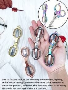 Double Circle Retro Folding Scissors Portable Small Scissors Carry Mini Private Fishing Travel Home Trumpet, For Cutting Threads Back To School,Back To School,School Supplies - Multicolor - View 7