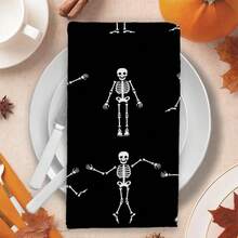 2/4/48pcs Halloween Series Dancing Skeleton Pattern Printed Kitchen Towels - Ultra Soft, Highly Absorbent Polyester Dishcloths And Hand Towels, Perfect For Holiday Decor, Kitchen Decor, Party Decor - Multicolor - View 7