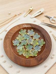 50PCS Cute Gradient Soft Bronze 5-Petal Acrylic Jewelry Making Accessories - Perfect For DIY Hair Clips, Phone Cases, Clothing Accessories, Car Rings And Jewelry Resin Materials - Hollow, Lightweight, Versatile - Five-petal Flower - View 17