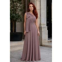 Long Party Dress With Lace, Lined Cups, Comfortable, Elegant, Simple - Mocha Brown - View 5