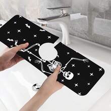 1pc Halloween Skull Pattern, Non-Slip Rubber Faucet Splash Guard, Bathroom Faucet Splash Guard, Mudguard, Moisture-Proof Non-Slip Faucet Pad, Kitchen Countertop Accessory. Protect Your Kitchen Countertop. - Multicolor - View 6