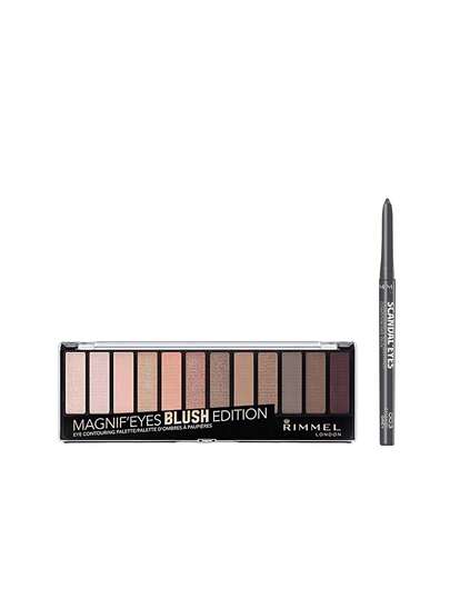 Rimmel [Bundle] Magnif'Eyes Eyeshadow Palette Blush Edition 14.16 G + Scandaleyes Exaggerate Eye Definer 003 Smokey Grey 0.35 G
