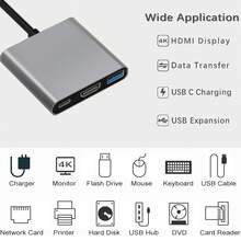 3-In-1 USB-C To USB 3.1 Hub, Type-C Charging Adapter Converter Compatible With Samsung S23 Ultra/15/16/17, Laptops, - 彩色 - 查看 8