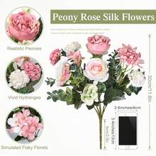 1/3/80件人造牡丹、玫瑰、花蕾、繡球花花束，生日派對、聚會、婚禮、居家、餐廳、臥室、窗台、花瓶裝飾，情人節裝飾，返校季 - 粉色 - 查看 3