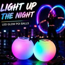 Bola giratoria suave con luz LED, bola iluminada de mano (con modos de luz multicolor, control por botón) - Un accesorio iluminado para fiestas, bodas y bailes. Bola de baile giratoria de PVC duradero, alimentada por baterías de botón, - Bola Poi LED brillante - Ver 2