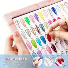 320 Colors Marble Texture Color Card Display Book Oil Glue Display Board + 480 Colors Nail Tips - Multicolor - View 6