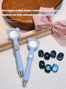 annies Detachable 7 In 1 Blue Cat Ears Cat Eye Magnet Multifunctional Stick Strong Magnetic Nail Art Cat Eye Novice Party Manicure Tool 1pc/6pcs - Multicolor - View 5