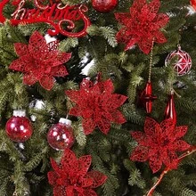 1pc Red Christmas Wreath Decoration - Christmas Tree Display Decor, Holiday & Party Decoration With Hanging Ring (Red) Home Decor Christmas Decor Room Decor - Multicolor - View 7