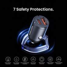 VENTION Mini Car Charger 45W PD Type C+30W USB A Dual Port Aluminum Alloy Fast Charging Car Phone Charger Gray - FFSH0 - View 9
