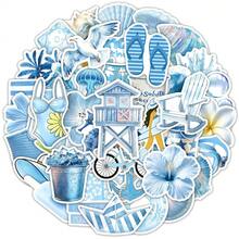 50 Sheets Blue Ocean Marine Creature Waterproof Vinyl Stickers Fresh Aesthetic Decals For Tumbler Notebook Fridge Luggage DIY Decor - 50 PCS - View 10