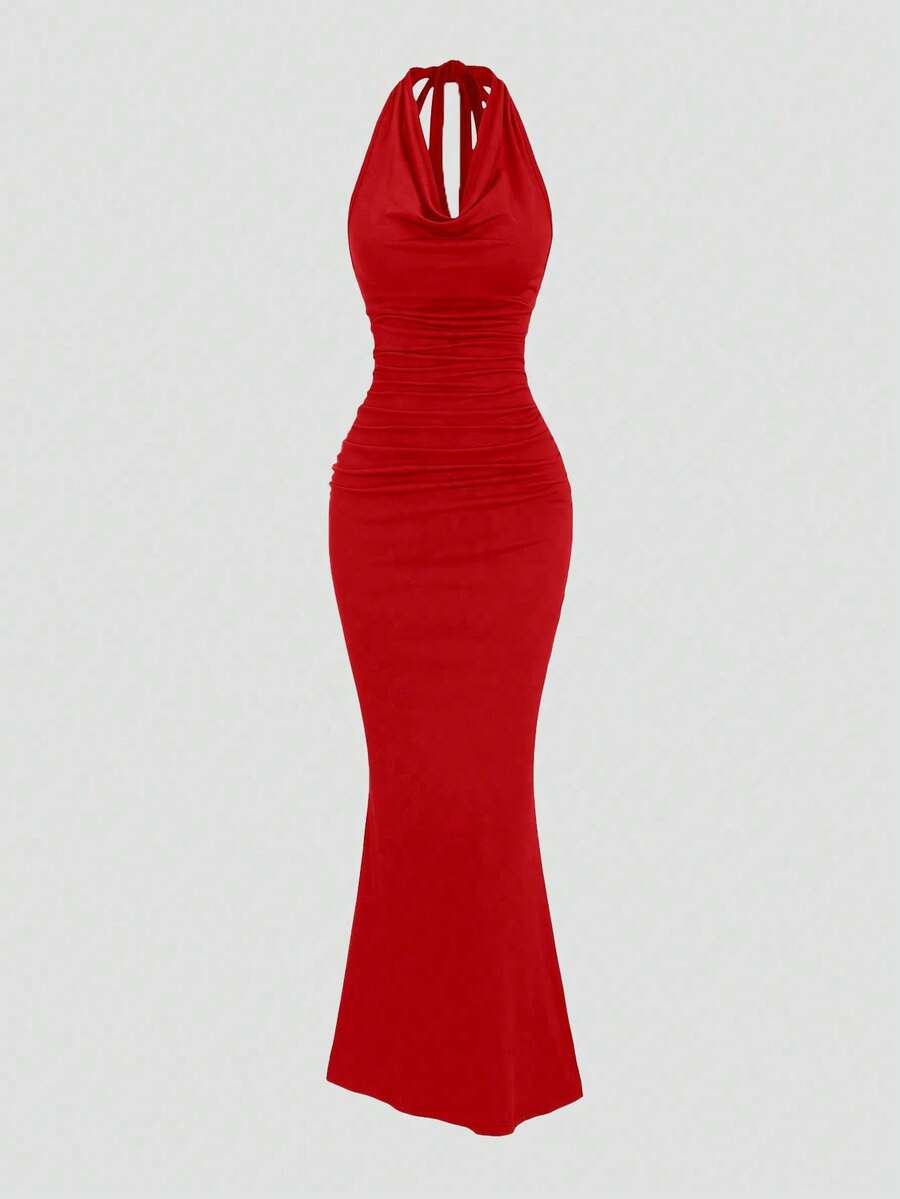 Women Long Dresses - 紅色 - 查看 1