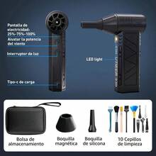 Kit Soplador de Aire Utieer 15 en 1 para Limpieza de PC, Teclado, Coche y Hogar con 130K RPM y LED - A - Ver 4