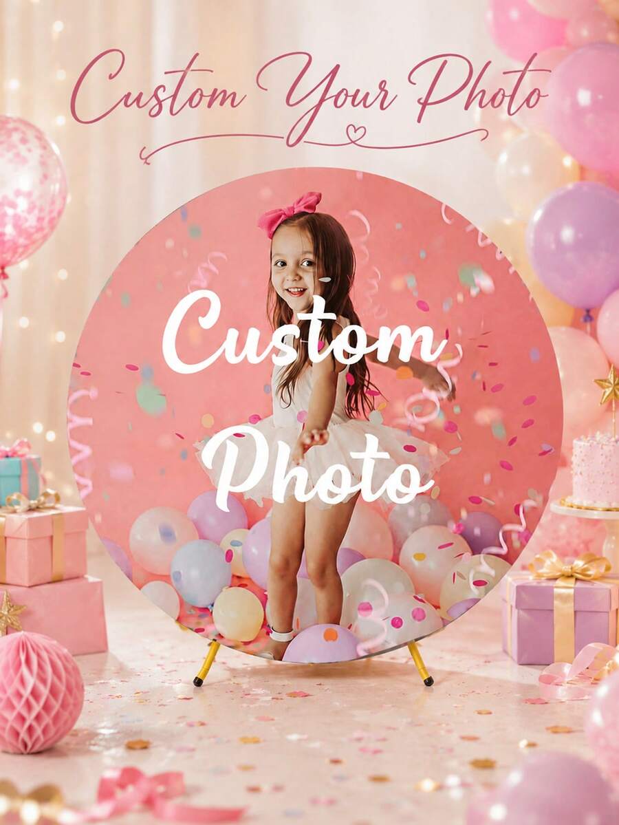 Customizable Round Backdrop, Personalized Round Background With Photo And Logo, Suitable For Baby Shower, Birthday, Wedding And Party Photography Studio Background Decoration - Multicolor - View 1