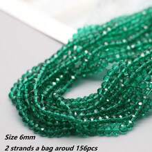 2Strands(Around 156pcs) 6mm Green Color Glass Beads For Jewelry Bracelets Making DIY Accessories - 6mm - View 6