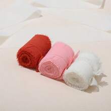 3 Rolls, Premium Handmade Chiffon Edge Ribbon, Suitable For Wedding Invitations, Mother's Day, Bridal Bouquets, Gift Packaging, DIY Crafts - A - View 6