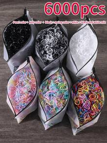 6000/5000/3000/2000pcs Mini Solid Color Disposable Hair Ties, Strong And Durable Small Hair Bands, Gentle On Hair, Suitable For Daily Use - Multicolor - View 23