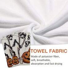 2/4/48pcs Halloween Series Dancing Skeleton, Jack Pumpkin Lantern, Candle Pattern Printed Kitchen Towels - Super Soft, Highly Absorbent Polyester Tablecloths And Hand Towels, Perfect For Holiday Decor, Kitchen Decor, Party Decor - Multicolor - View 6