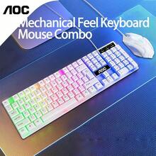 AOC Kombo keyboard dan mouse berkabel KM100, tersedia dalam warna hitam dan putih, plug and play, tahan air IPX4, desain ergonomis, kompatibel dengan PC Windows. - View 10