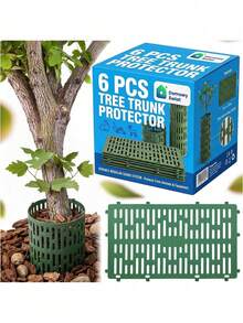 Tree Trunk Guards 6 Pcs Set With Ventilation Openings, Flexible PP Tree Wrap Panels With Snap Together Design, Expandable Garden Trunk Covers For Young Trees And Shrubs, Weather Resistant Construction, Ideal For Gardens Orchards Nurseries - A - View 1