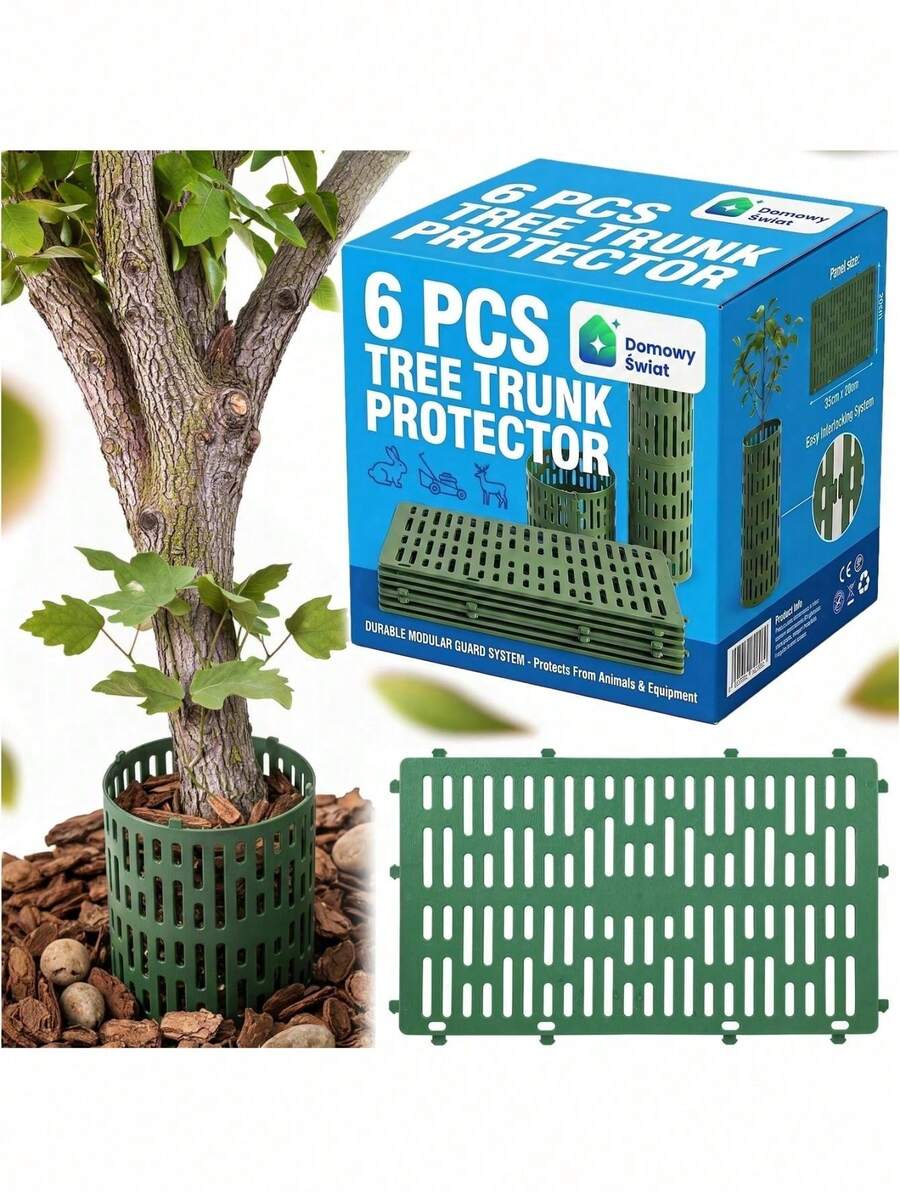 Tree Trunk Guards 6 Pcs Set With Ventilation Openings, Flexible PP Tree Wrap Panels With Snap Together Design, Expandable Garden Trunk Covers For Young Trees And Shrubs, Weather Resistant Construction, Ideal For Gardens Orchards Nurseries - A - View 1