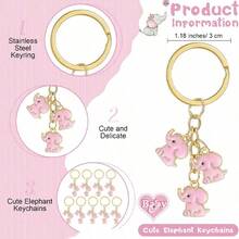 Baby Baptism Favor Gifts, Blue And Pink Elephant Keychains For Boys And Girls, With White Organza Bags And Thank You Cards, Party Decoration Supplies - Multicolor - View 6