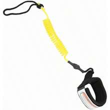 Coiled Spring Foot Rope Surf Leash For 5ft Paddleboard Board With 5mm Super Strong PU Cord, Adjustable Ankle Cuff, - Yellow - View 2