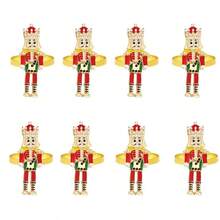 8/12pcs/Christmas Nutcracker Napkin Rings, Red Soldier Napkin Buckles, Table Decor, Can Be Used For Napkin Decoration And Storage, Holiday Party Tabletop Decoration, Christmas, New Year Decoration - Red and White - View 14