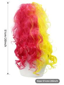 anxin Two Tone Split Color Tall Beehive Curly Wig Flat Bang Synthetic Fiber With Flower Accessory For Gothic Witch Halloween Women Cosplay Wig - Multicolor - View 8