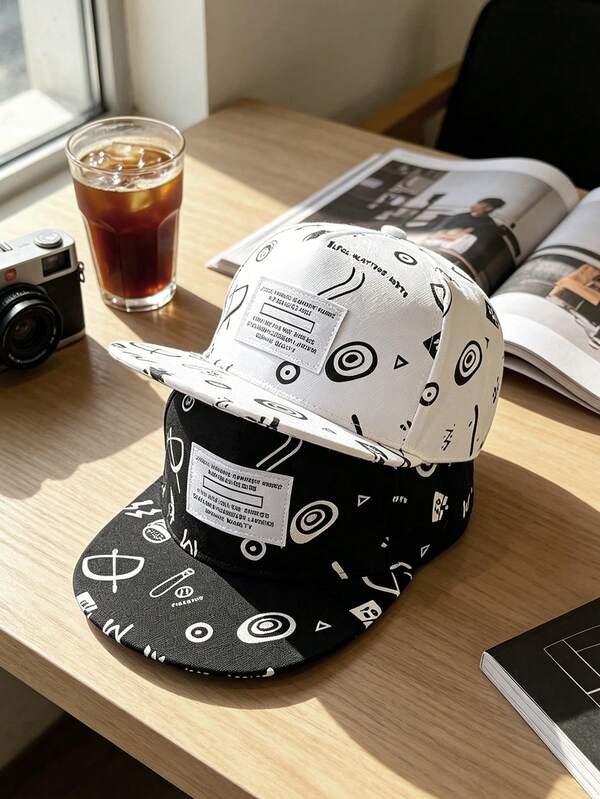 1 Pc Men's Hat, Large Head Circumference, Flat-Brim, Streetwear, Skate Cap, Breakdancing Cap, Hip-Hop Cap, Unisex Baseball Cap