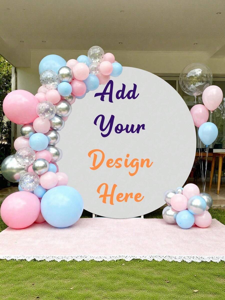 Customized Round Backdrop, Personalized Round Background With Photo And Logo, Suitable For Baby Shower, Birthday, Wedding And Party Photography Studio Background Decoration - Multicolor - View 1
