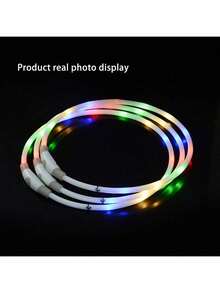 USB Rechargeable LED Glowing Dog Collar, IPX7 Waterproof, USB Rechargeable LED Cat Collar, Adjustable Size Dog Collar Light, Suitable For Nighttime Pet Visibility - Multicolor - View 6