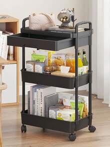 Highly Attractive, Universal Wheel Practical Plastic Cart, Storage Rack, Kitchen Organizer, With Handle, Multi-Functional, Movable, Storage Trolley, Suitable For Office Storage, Living Room Storage, Kitchen Storage, Bathroom Storage, Snack And Toy Organizer, Movable Storage Rack With Wheels, Perfect For Home Storage And Office Storage, Holiday Gift, Children's Gift - Multicolor - View 17