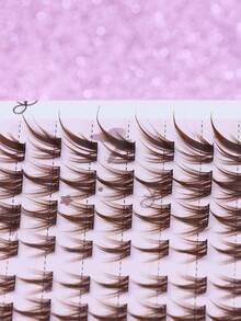 Brown Spiky Fairy Lash Clusters Light Curly Natural Segmented Individual Eyelashes Soft Thin Fiber DIY False Eyelash Extensions Daily Nude Makeup Comfortable Reusable Fake Lashes For Beginners - C - View 2