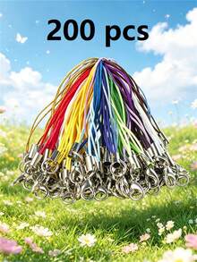 1 Pack 10/30/50/100/200/300/500/1000pcs Multicolor Black Pendant Rope Lanyard Lasso Hanging Rope Lobster Clasp Rope Keychain Hook Phone Set Pendant Jewelry Accessories - Black - View 17