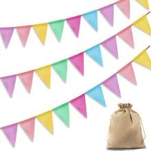 Set con 3 banderas decorativas, 5 metros de largo, reutilizable, adecuado para decoraciones de cumpleaños al aire libre, fiestas y decoraciones festivas - Multicolor 3 piezas - Ver 9