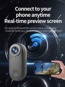 Kamera Mini 4K, Kamera Aksi Jempol dengan Lensa Sudut Lebar 123°, Kamera yang Dapat Dipakai dengan Klip yang Dapat Diputar 360°, Kamera POV Portabel dengan Dudukan Magnet untuk Dada/Vlogging/Sepeda, Wi-Fi, Aplikasi, Tahan Air - View 7