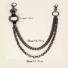 Personalized Hip-Hop Style Punk Vintage Stage Performance Decoration Double Layer Waist Chain - Black - View 5