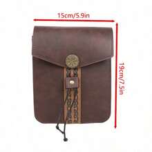 1pc Medieval Viking Style PU Waist Bag, Fantasy Roleplay Accessory, Portable Crossbody Bag, Suitable For LARP, Cosplay Parties And Themed Events,Halloween - A - View 2