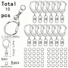 30/50/100pcs Keychain Making Kit, Includes Keychains And Connecting Rings, Suitable For DIY Bags, Phones, Pets, Keychain Crafts (Includes Small C-Shaped Clasps And Closed Rings) - Multicolor - View 9