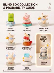 Cute Animal Rotating Desktop Ornament Set, Mysterious Blind Box Mini Figures (6 Regular + 1 Hidden Panda), Fingertip Spinning Toy, Cute Aesthetic Office Workstation Decor And Surprise Gift - Multicolor - View 3
