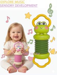 Baby Accordion Toy, Designed For Infants, Pull And Press To Make Sounds, Adorable Cartoon Shape, Easy-Grip Rattle Design, Perfect Gift For Baby's Grasp Training And Play, Parent-Child Interaction Tool, Music Enlightenment Toy For Newborns And 0-3 Years Old - Multicolor - View 4