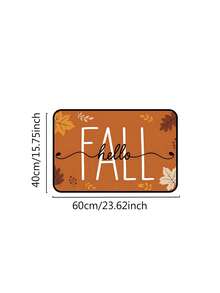 1/16Pcs Hello Fall Theme Doormat, Thanksgiving Door Mat, Printed With Pumpkin And Maple Leaf Pattern With Orange And White Plaid, Autumn Harvest Festival Decorative Mat, Welcome Kitchen Rug, Dirt-Resistant Floor Mat, Autumn Party Decoration - Multicolor - View 9