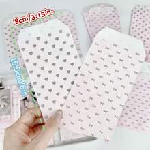 Gift For Her/Him 25 Small Gift Bags, 6*3.15 Inches Pink Design, Heart/Bow Pattern, No Stickers, Perfect For Jewelry And Wallet - One Size Fits All - View 2