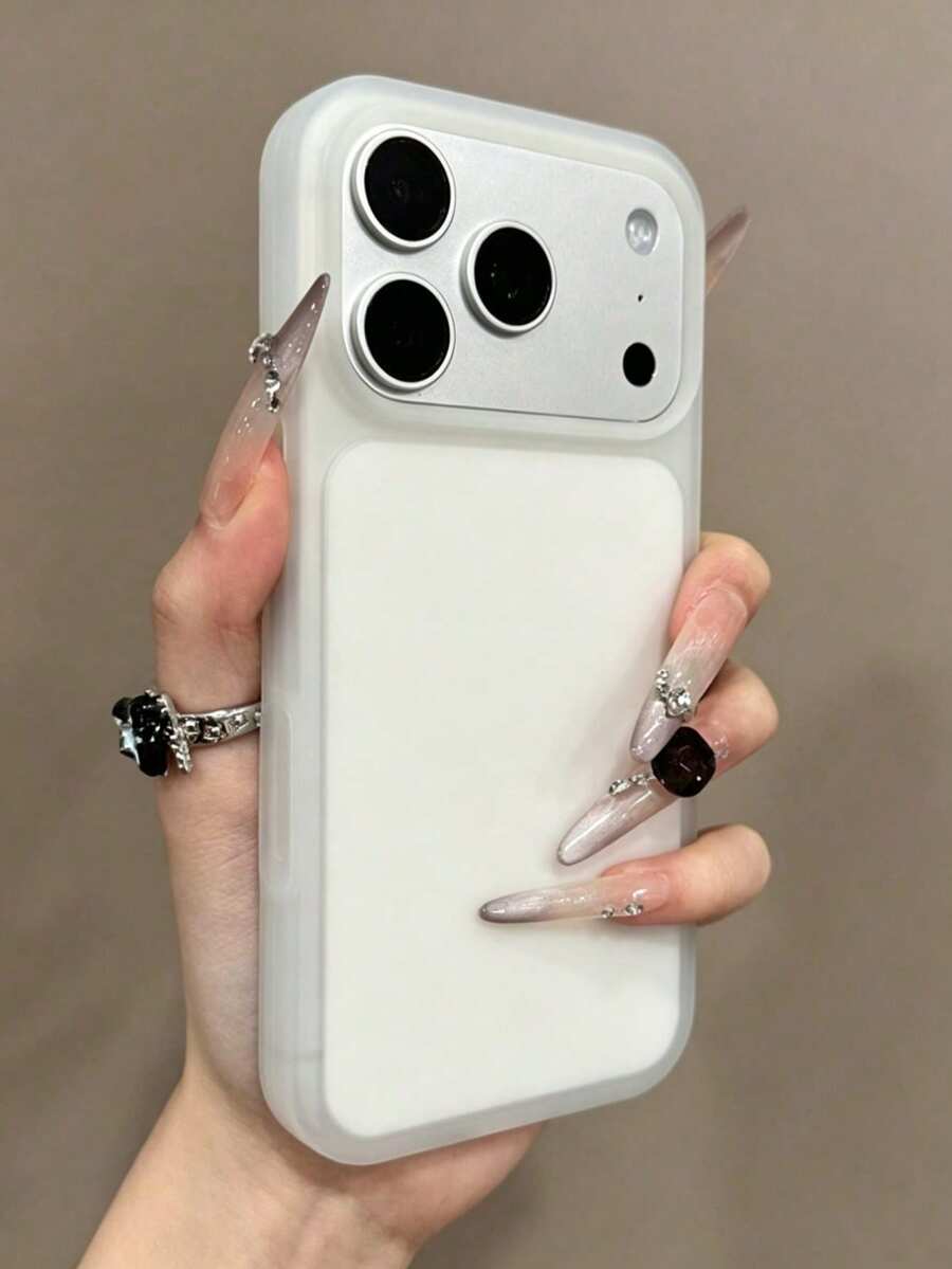 啞光親膚果凍軟手機殼,適用於 iPhone 17 Pro Max 17 Pro 17 16 15 14 13,超薄液態矽膠防震保護背蓋 - 白色 - 查看 1