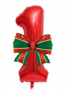 2pcs 32 Inch Red Number 0-9 Christmas Bow Birthday Party Decoration Aluminum Foil Cartoon Balloon Set - View 5