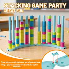 Classic Toy Interactive Game Stacking Blocks Set, Colorful Stacking Toys With Cards, Intelligence Challenge, Christmas Gift, Birthday Gift - Multicolor - View 5