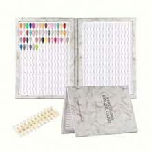 320 Colors Marble Texture Color Card Display Book Oil Glue Display Board + 480 Colors Nail Tips - Multicolor - View 5
