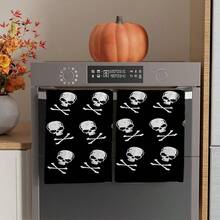 2/4/48pcs Halloween Series Repeating Skull & Crossbones Pattern Printed Kitchen Towels - Ultra Soft, Highly Absorbent Polyester Dish Cloths & Hand Towels, Perfect For Holiday Decor, Kitchen Decor, Party Decor - Multicolor - View 15